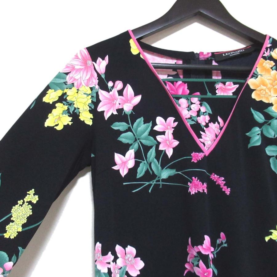LEONARD（レオナール） 美品 カンカンストレッチ フラワープリント 七