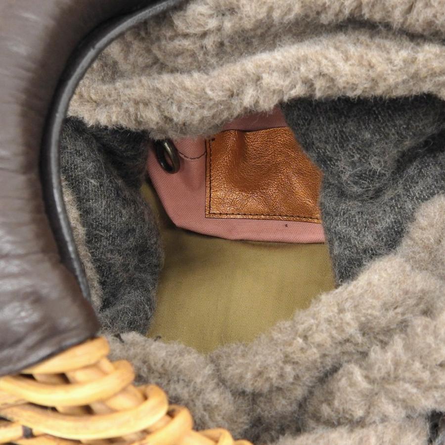 美品 ebagos エバゴス HIRAMEITA かごバッグ バスケット ブラウン