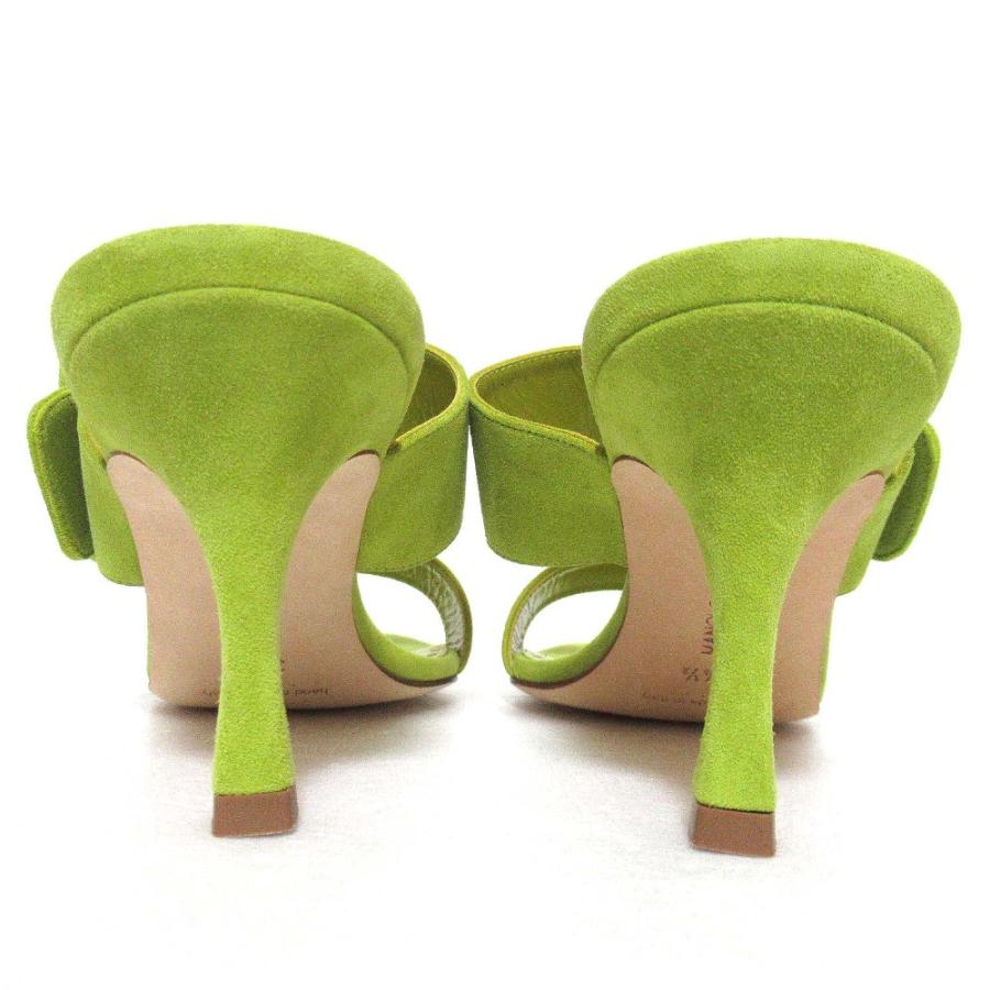 MANOLO グリーン 花装飾 ハイヒールサンダル MANOLO BLAHNIK（マノロブラニク） 未使用 メイセール スエード