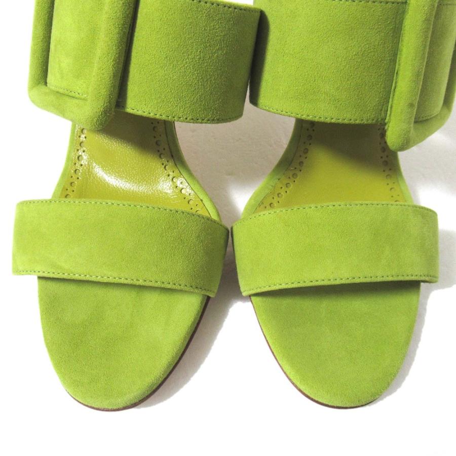 MANOLO グリーン 花装飾 ハイヒールサンダル MANOLO BLAHNIK（マノロブラニク） 未使用 メイセール スエード