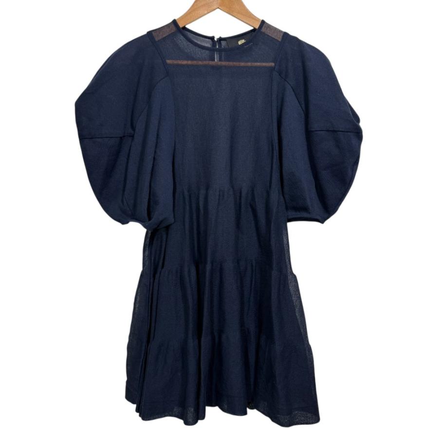 美品】BLAMINKブラミンク22SSパフスリーブブラウス ネイビー