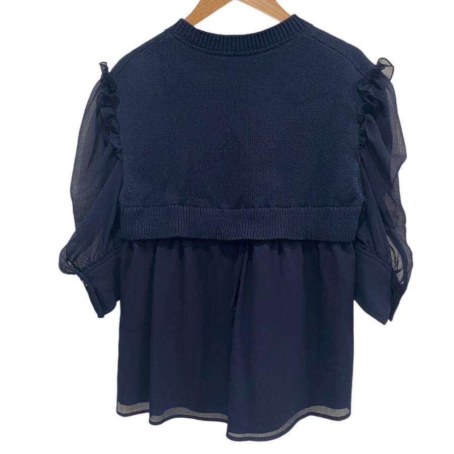 ADEAM（アディアム） 美品 フォクシー ニットコンビ シアースリーブ 