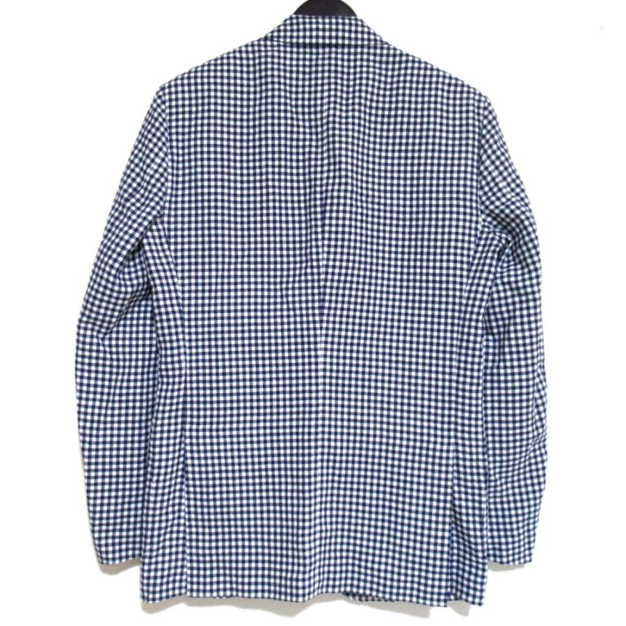 CARUSO カルーゾ テーラード ジャケット サマージャケット 46 M程 Caruso（カルーゾ） 美品 ギンガムチェック柄 ウールリネン シングル