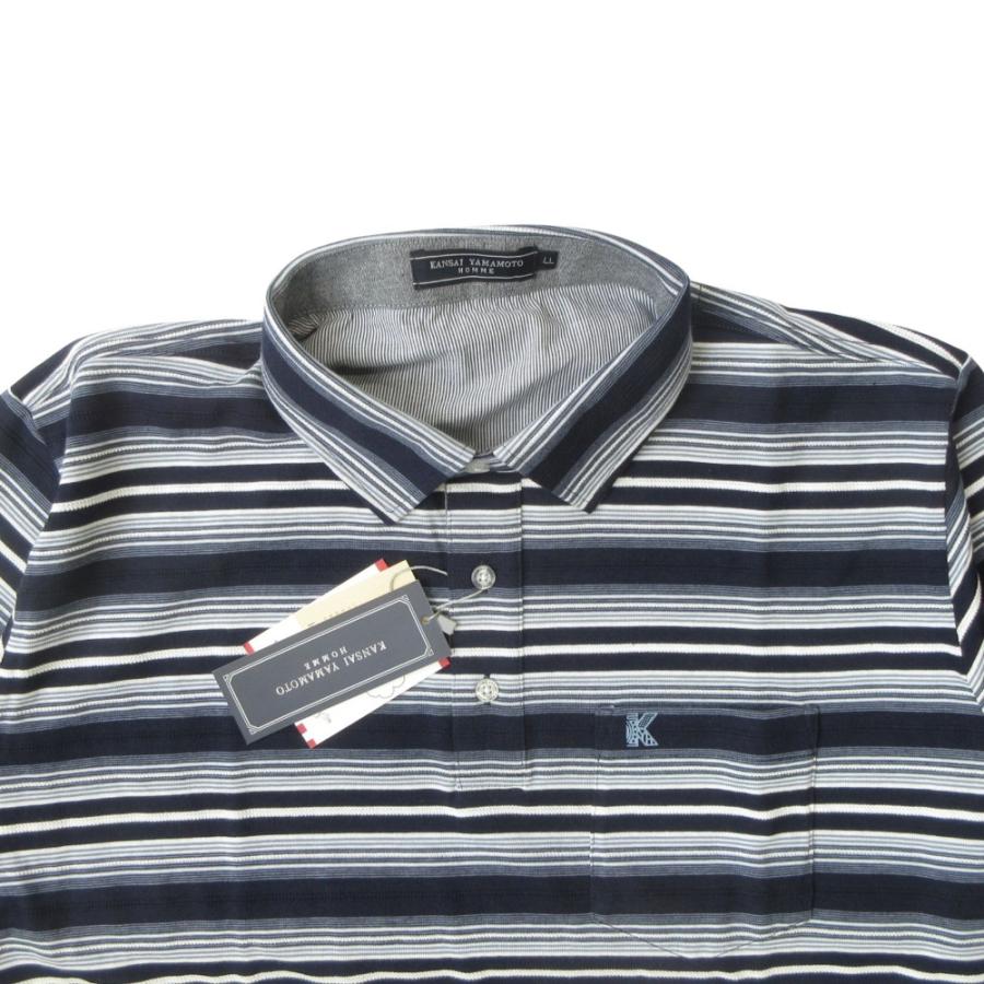 KANSAI YAMAMOTO　ポロシャツ　長袖　ハーフボタン　ボーダー KANSAI YAMAMOTO ポロシャツ 長袖 ハーフボタン ボーダー - メルカリ
