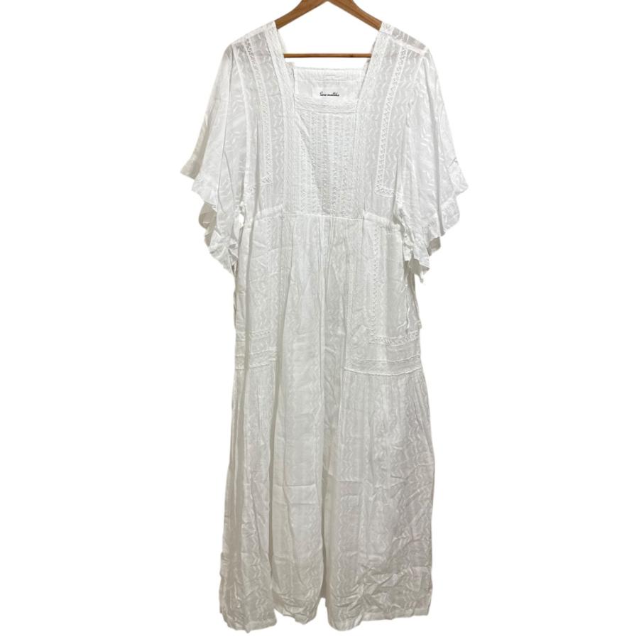 美品 sara mallika サラマリカ 五部袖 レース刺繍 スクエアネック