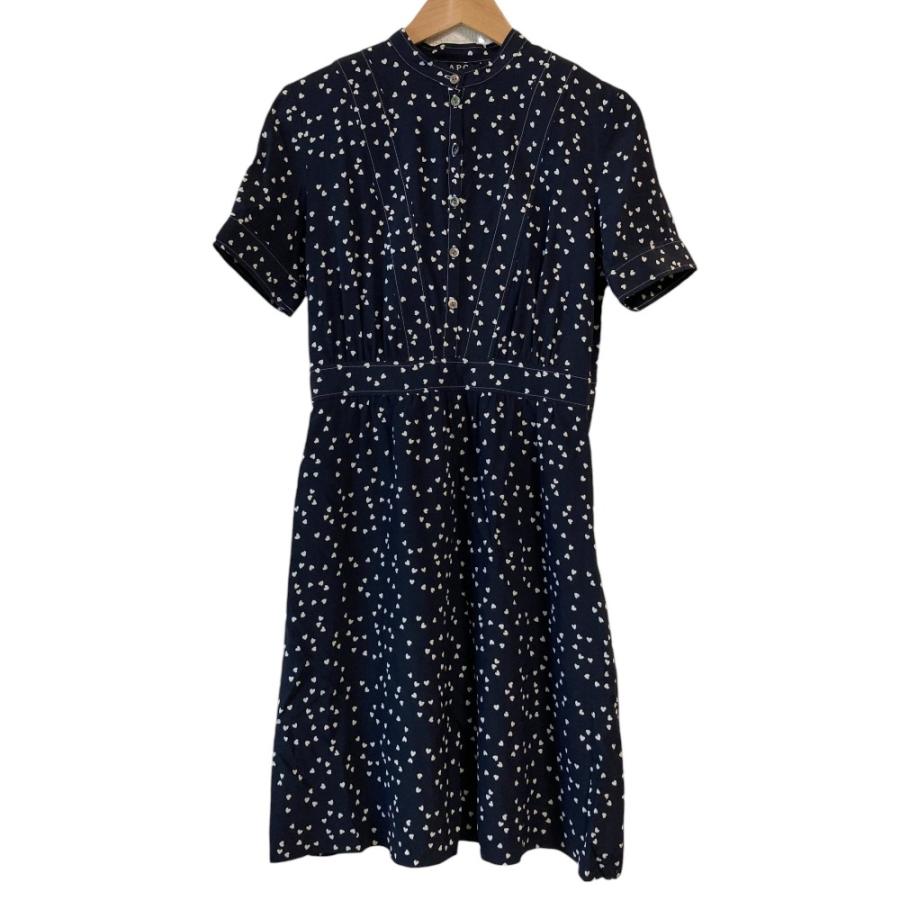 A.P.C.（アーペーセー） 美品 ハート柄 半袖 ひざ丈 シャツワンピース 