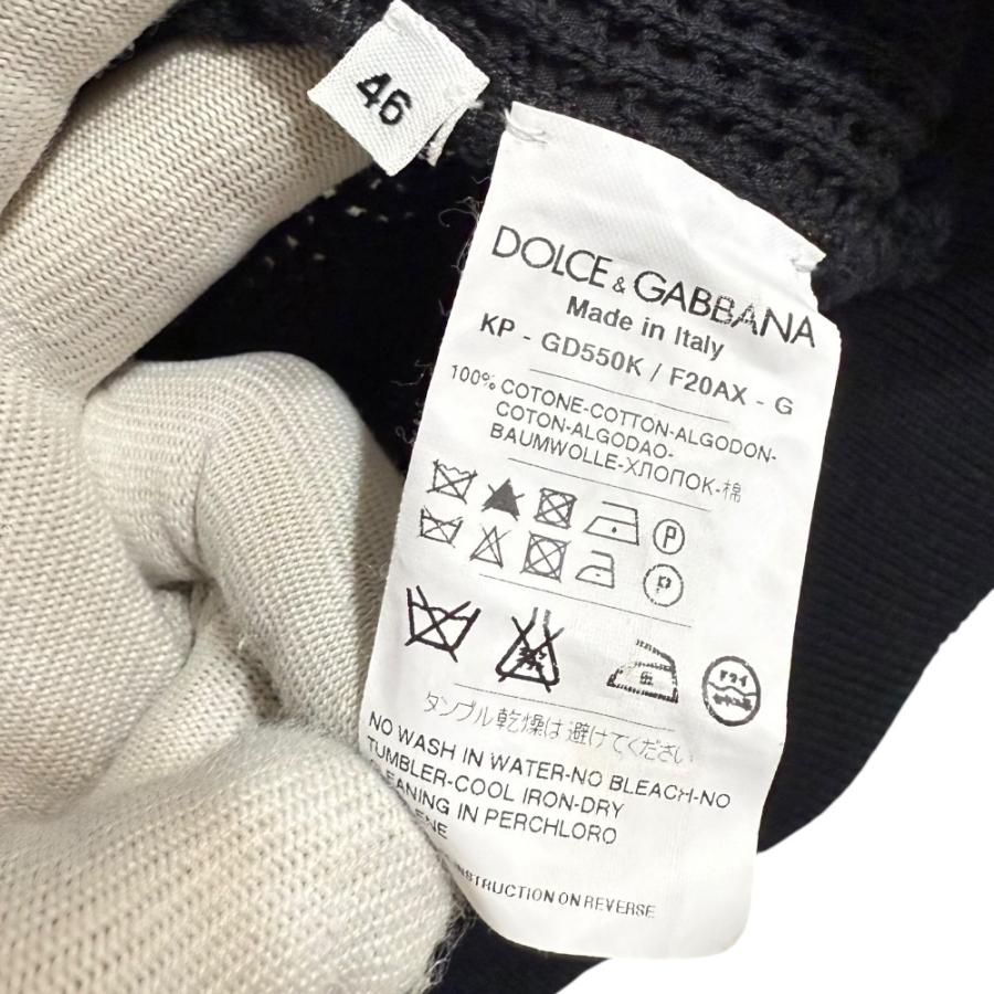 良品 DOLCE&GABBANA ドルチェ&ガッバーナ 半袖 異素材切替 ニット プルオーバーパーカー サイズ46 ブラック メンズ 古着 中古 USED DOLCE&GABBANA（ドルチェ & ガッバーナ） 良品 半袖 異素材切替 ニット