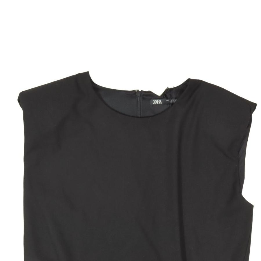 未使用【ザラ】ノースリーブ カットアウト ロング ワンピース プリーツ M 黒 ZARA 未使用 ザラ ウエストカット ノースリーブ ワンピース