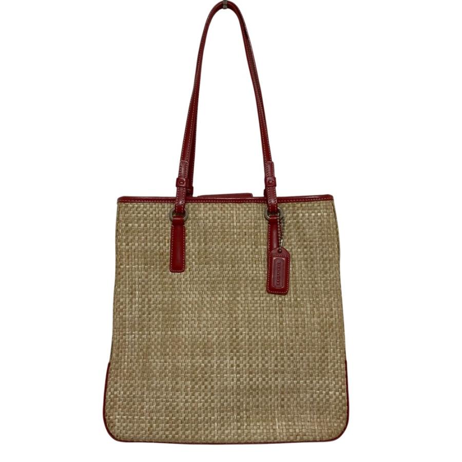 COACH（コーチ） 良品 レザー×ラフィア トートバッグ 8157 ベージュ