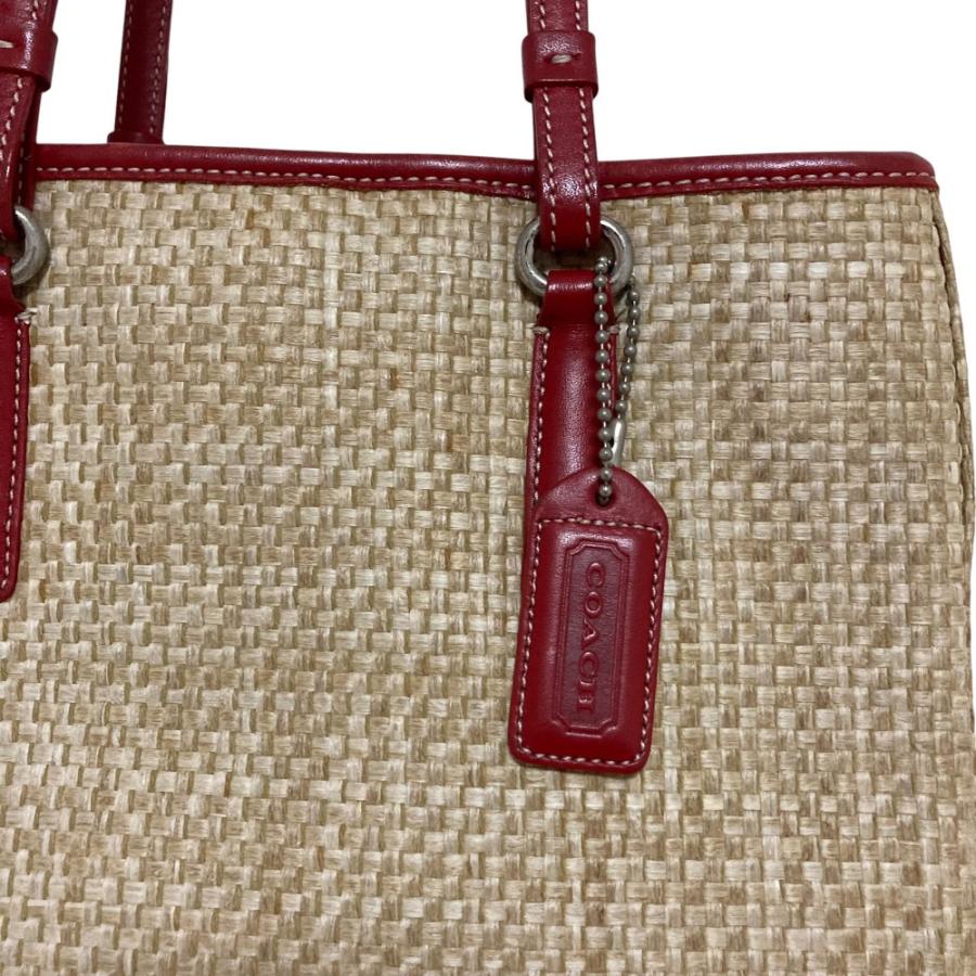 COACH（コーチ） 良品 レザー×ラフィア トートバッグ 8157 ベージュ