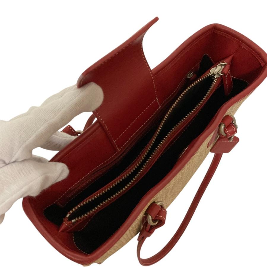 COACH（コーチ） 良品 レザー×ラフィア トートバッグ 8157 ベージュ