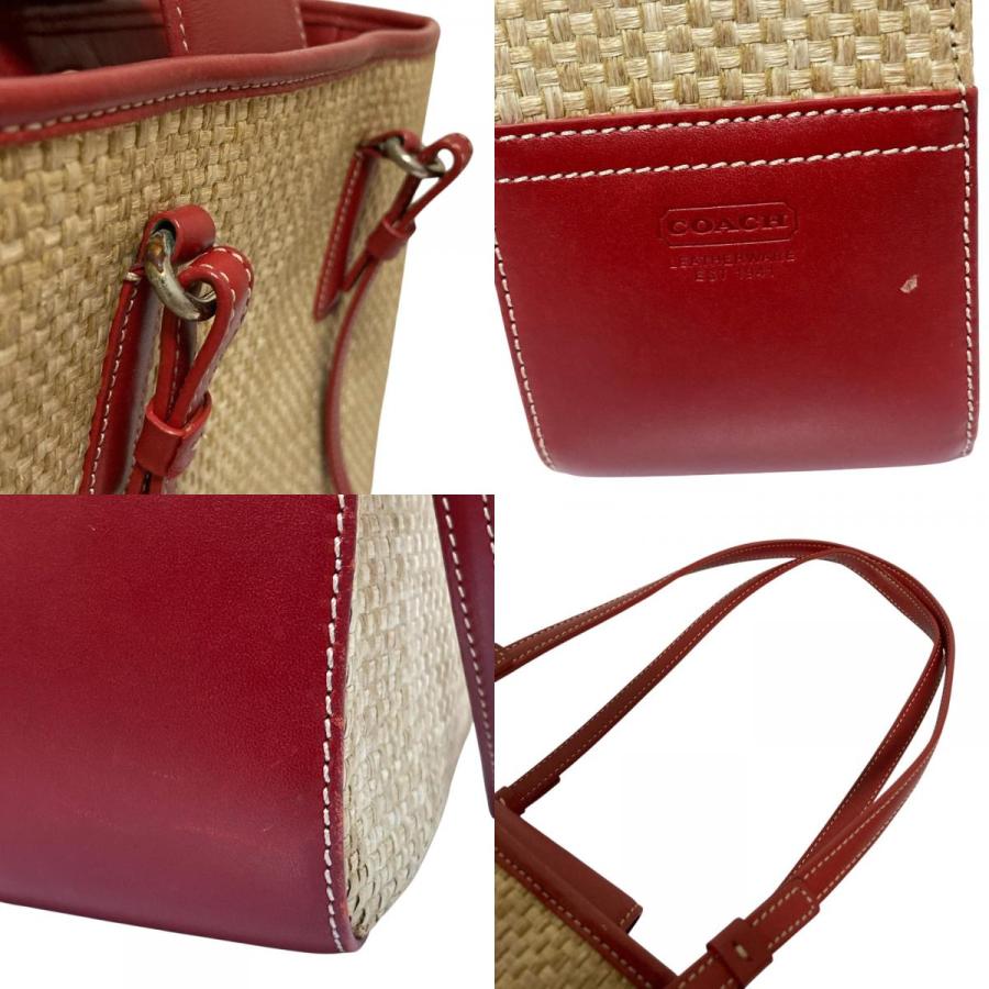 COACH（コーチ） 良品 レザー×ラフィア トートバッグ 8157 ベージュ