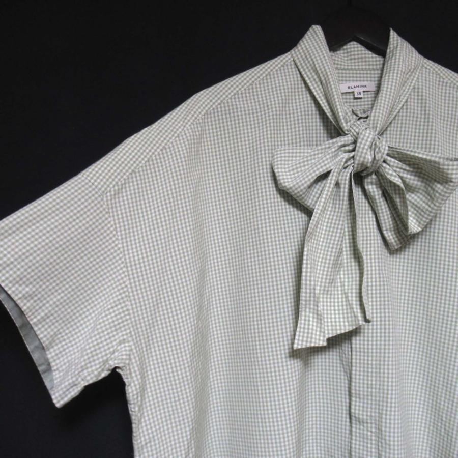 BLAMINK 美品 ブラミンク M S/C GINGHAM BOW SSL ギンガムチェック柄 