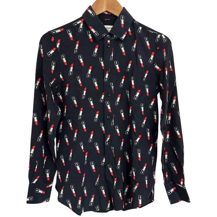 良品 SAINT LAURENT PARIS サンローランパリ エディ期 リップ柄 シルク