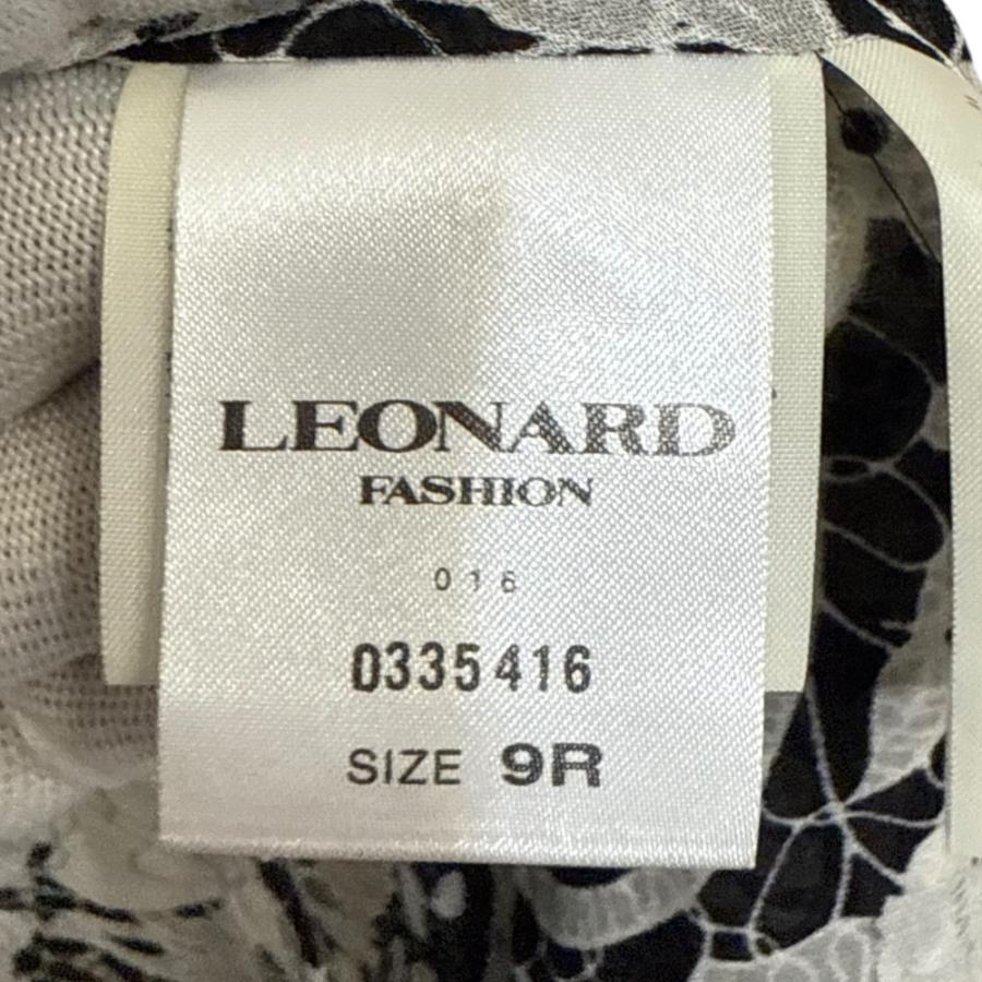 美品 LEONARD FASHION レオナールファッション フラワープリント シルク100％ 長袖 シアー チュニックブラウス 9R ブラック×ホワイト レディース 古着 中古 USED LEONARD FASHION 美品 レオナールファッション フラワープリント