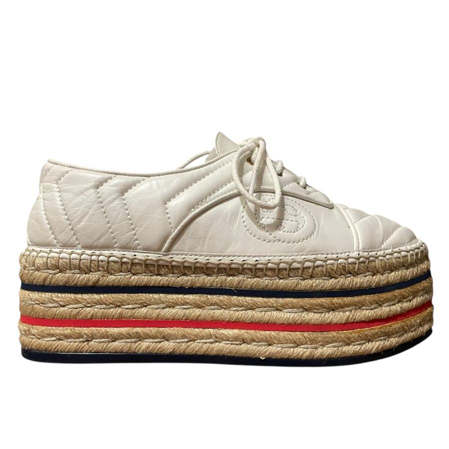 GUCCI（グッチ） 新品同様 エスパドリーユ プラットフォームシューズ 