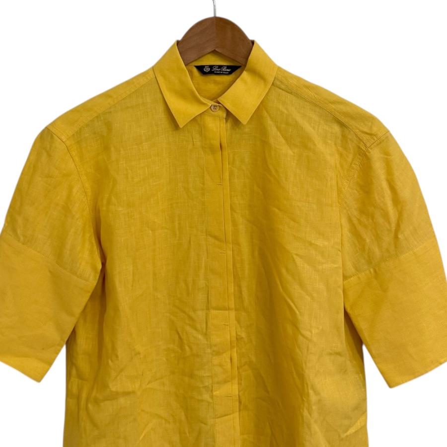 美品 Loro Piana ロロピアーナ リネン100％ 比翼仕立て 半袖 シャツ イエロー レディース 古着 中古 USED Loro Piana（ロロピアーナ） 美品 リネン100％ 比翼仕立て 半袖 シャツ