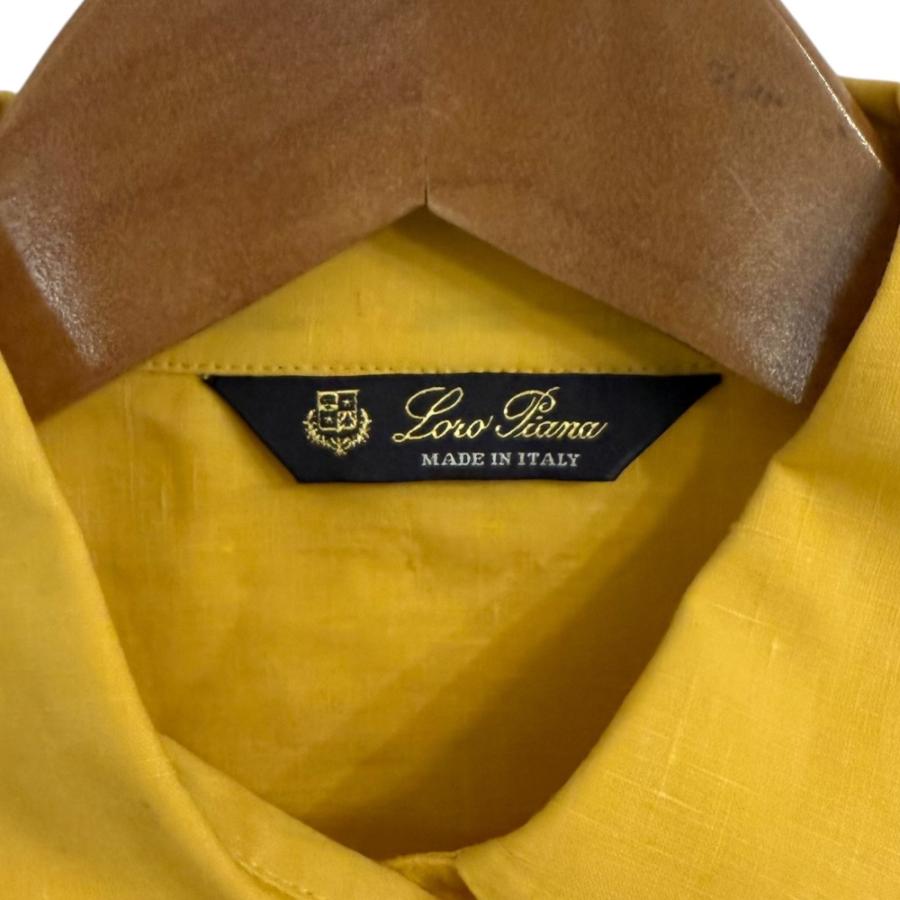 美品 Loro Piana ロロピアーナ リネン100％ 比翼仕立て 半袖 シャツ イエロー レディース 古着 中古 USED Loro Piana（ロロピアーナ） 美品 リネン100％ 比翼仕立て 半袖 シャツ