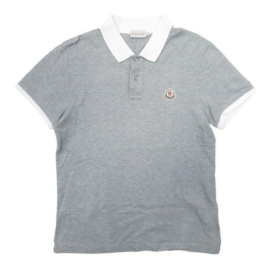 【美品】MONCLER（モンクレール） メンズ ポロシャツ Lサイズ グレー MONCLER グレーポロシャツ モンクレールポロシャツ メンズ MONCLER