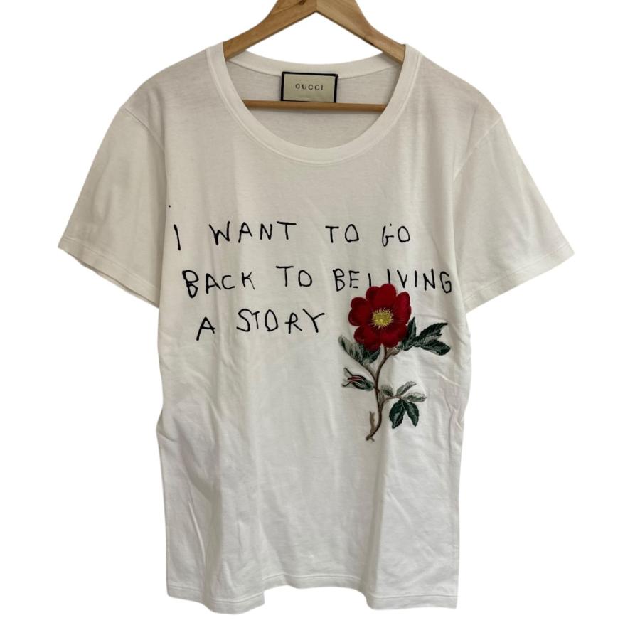 GUCCI（グッチ） 美品 ミケーレ期 半袖 フラワーエンブロイダリー T