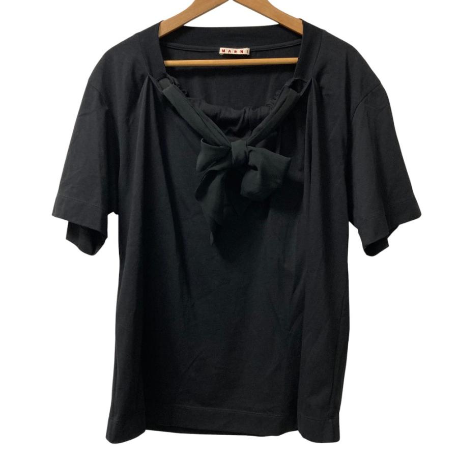 美品 MARNI マルニ 襟リボン 半袖 Tシャツ サイズ40 ブラック レディース 古着 中古 USED MARNI（マルニ） 美品 襟リボン 半袖 Tシャツ サイズ40 ブラック