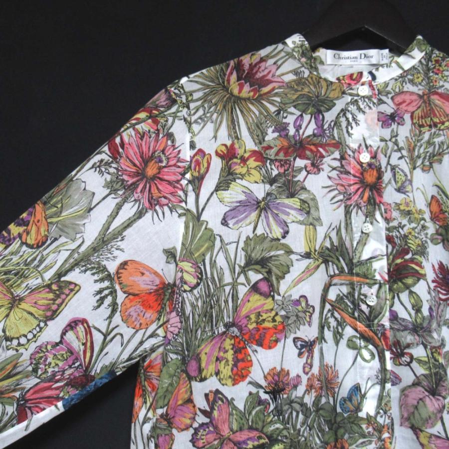 美品☆ANAYI 24SS フラワーオーガンジー Aライン ブラウス 刺繍 花柄 