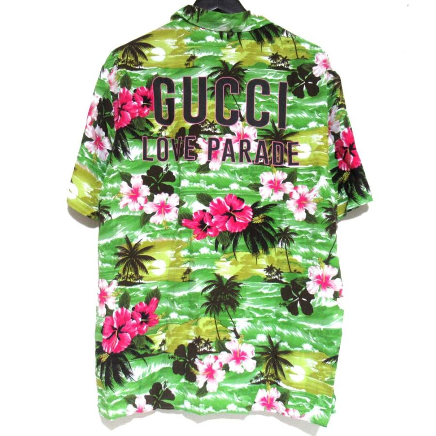 GUCCI（グッチ） 美品 ハイビスカス柄 バックプリント 半袖 オープン