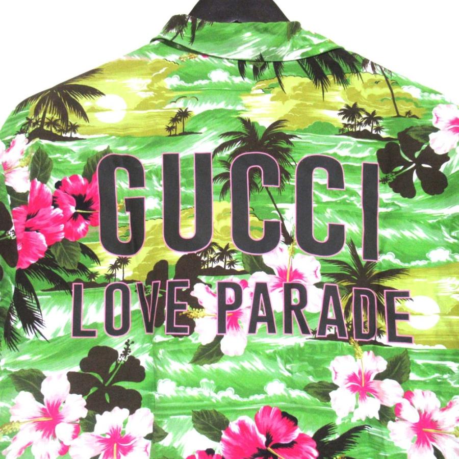 GUCCI（グッチ） 美品 ハイビスカス柄 バックプリント 半袖 オープン
