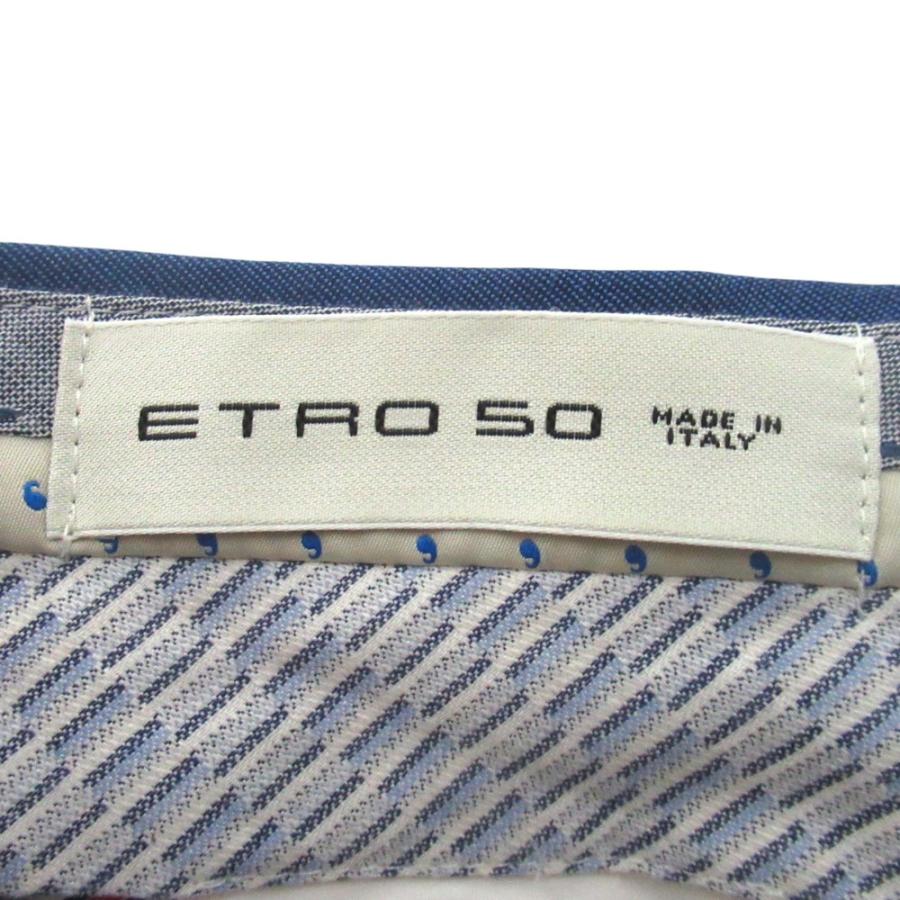 ETRO（エトロ） 裏地ペイズリー柄 スラックス パンツ サイズ50 ブルー