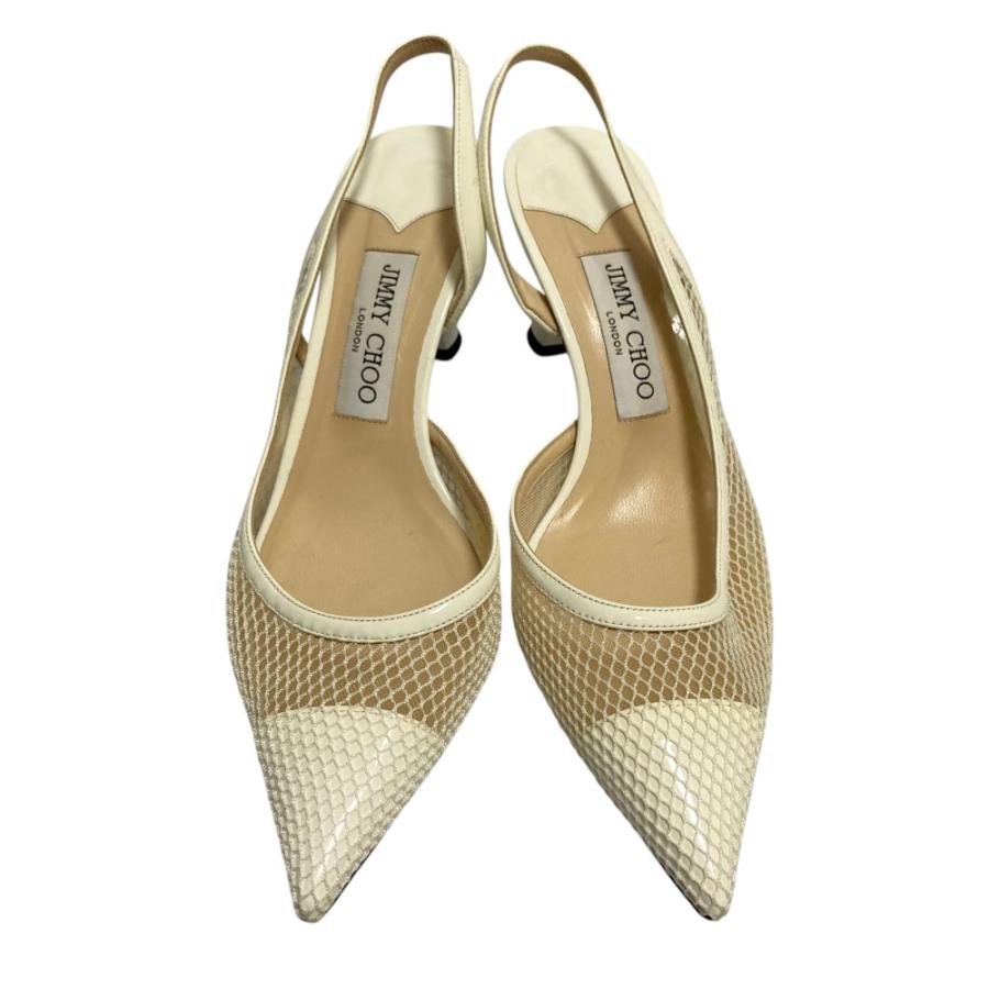 ジミーチュウ　美品！メッシュとレザーのスリングバックミュール JIMMY CHOO（ジミーチュウ） 良品 メッシュ スリングバックパンプス