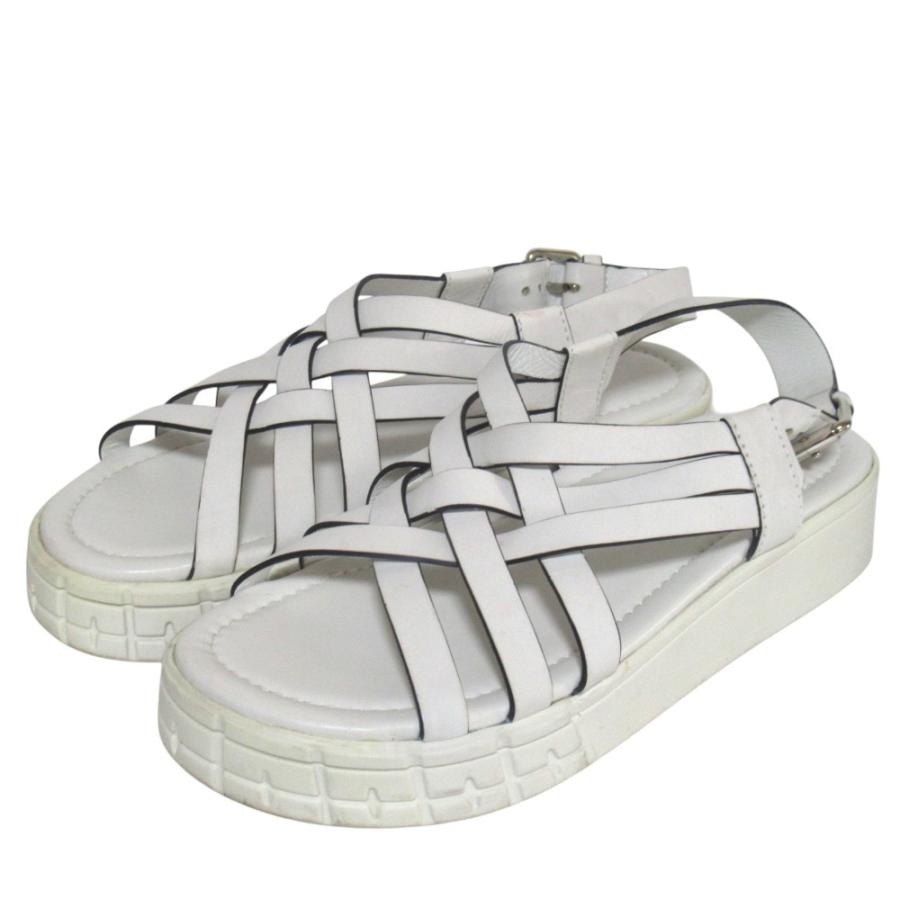 美品 PRADA プラダ レザー アンクルストラップ サンダル サイズ37 24cm 