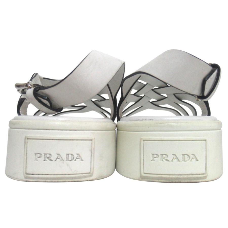 美品 PRADA プラダ レザー アンクルストラップ サンダル サイズ37 24cm 