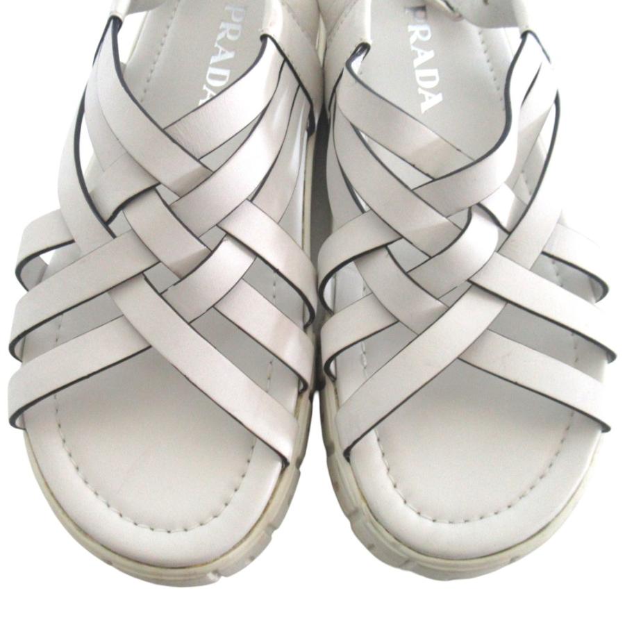 美品 PRADA プラダ レザー アンクルストラップ サンダル サイズ37 24cm 