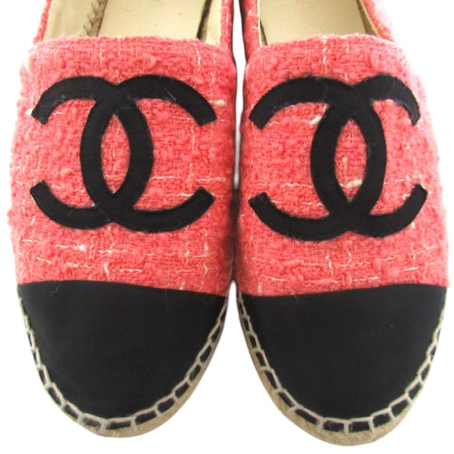 【CHANEL】美品 シャネル ココマーク ツイード パテント エスパドリーユ CHANEL（シャネル） 美品 ココマーク ツイード エスパドリーユ