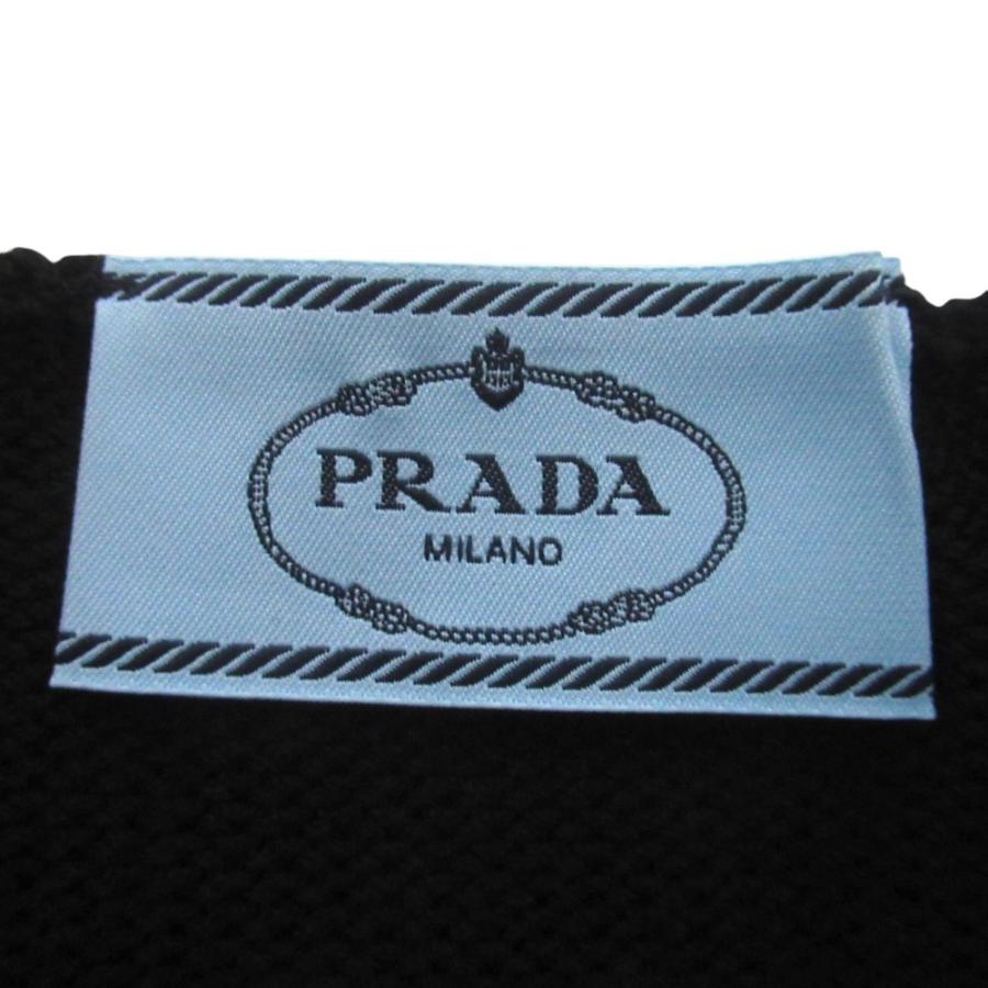 美品 PRADA プラダ ロゴ刺繍 バイカラー クロップド 半袖 ニット セーター P24I1R サイズ38 165/76A ブラック×ホワイト レディース 古着 中古の画像