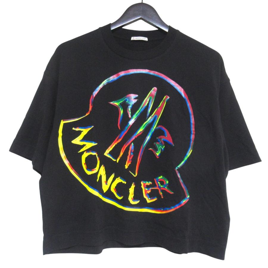 4783【QR鑑定済み】モンクレール☆センターロゴ入りニット ブラック MONCLER（モンクレール） 美品 23SS MONCLER MAGLIA MANICHE CORTE