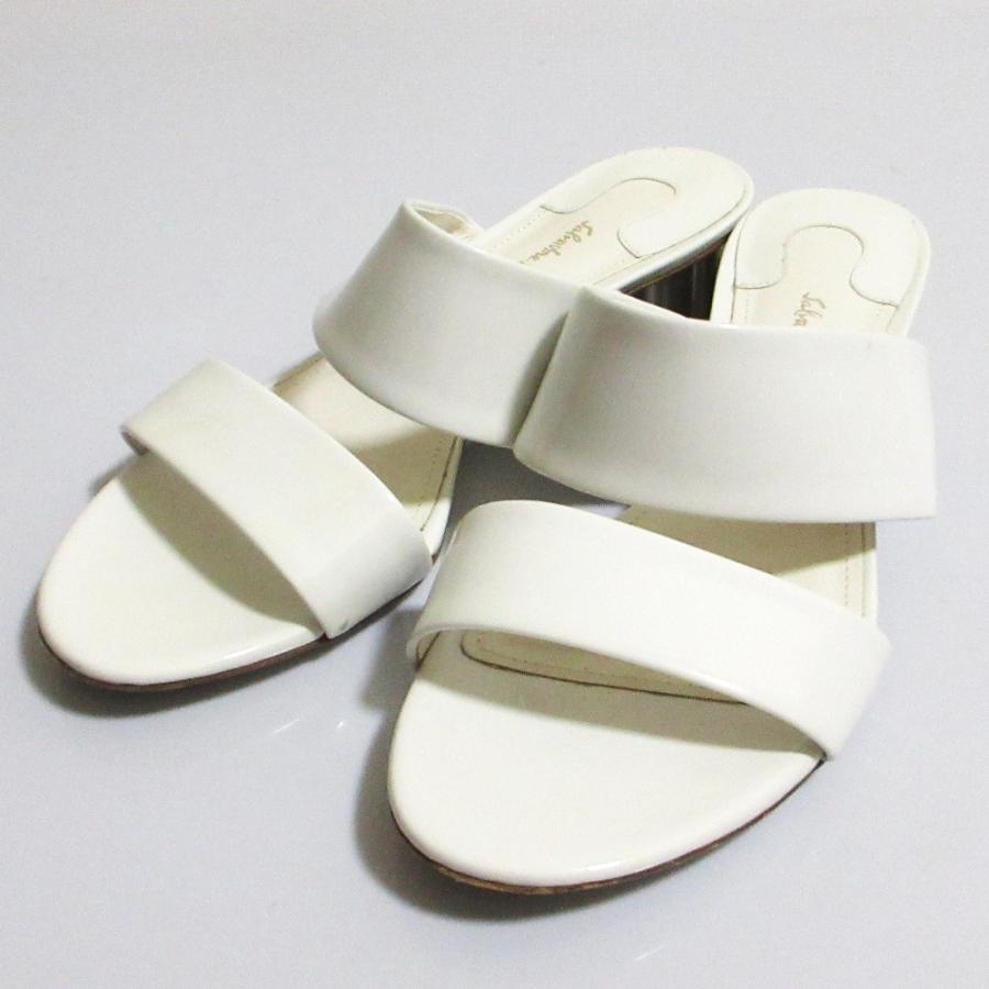 良品 Salvatore Ferragamo フェラガモ レザー ミュールサンダル サイズ 