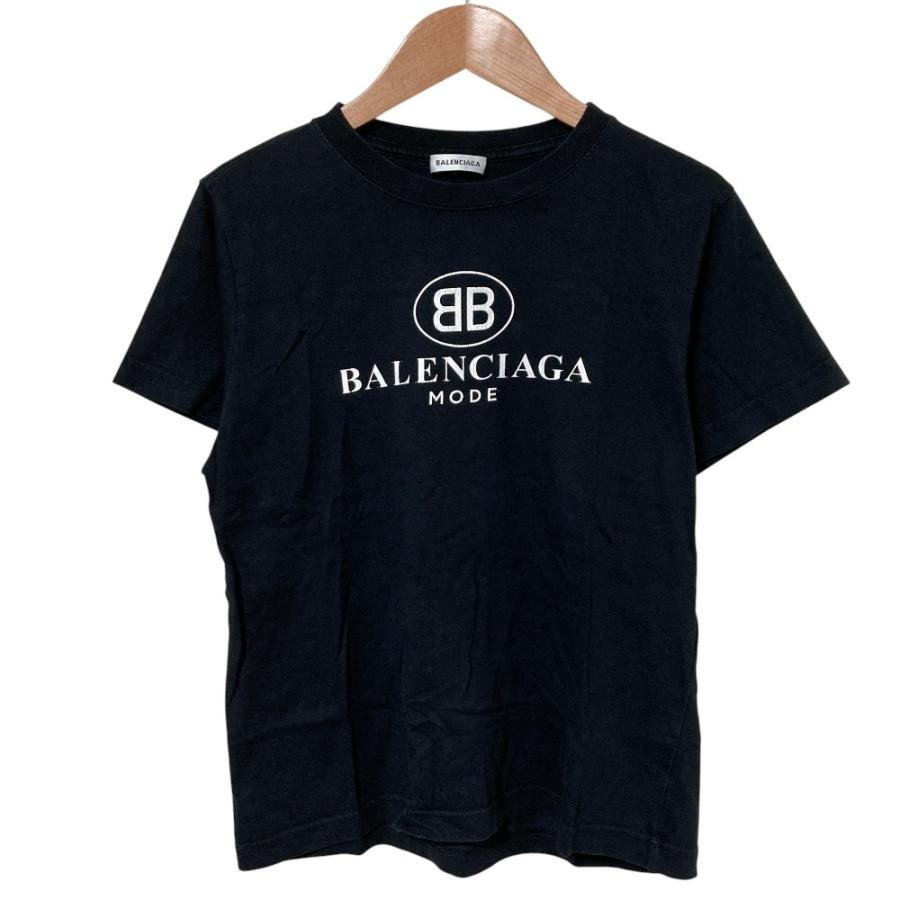 BALENCIAGA ブラックTシャツ bbロゴ BALENCIAGA 22SS BB刺繍ロゴT 
