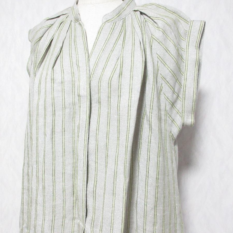 ebure 美品 25SS ebure エブール リネン ストライプ柄 プルオーバー