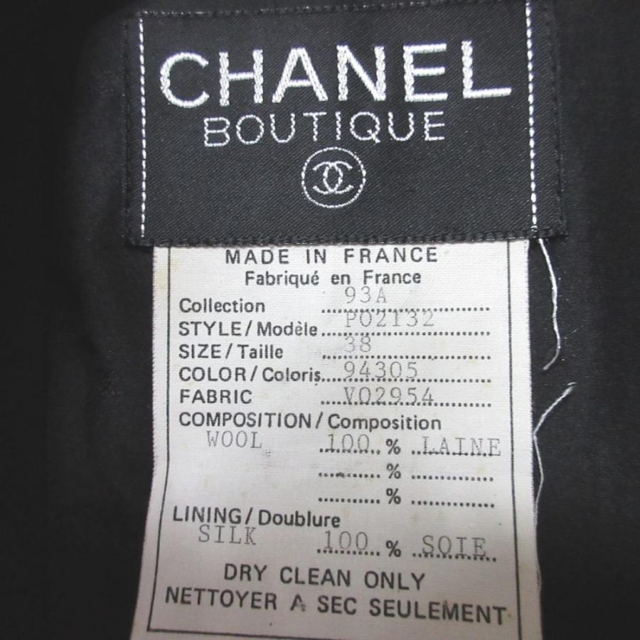 美品 93A CHANEL シャネル ヴィンテージ ココマークボタン ダブルブレスト ウールコート ロングジャケット P02132 38 ブラック レディース 古着 中古の画像