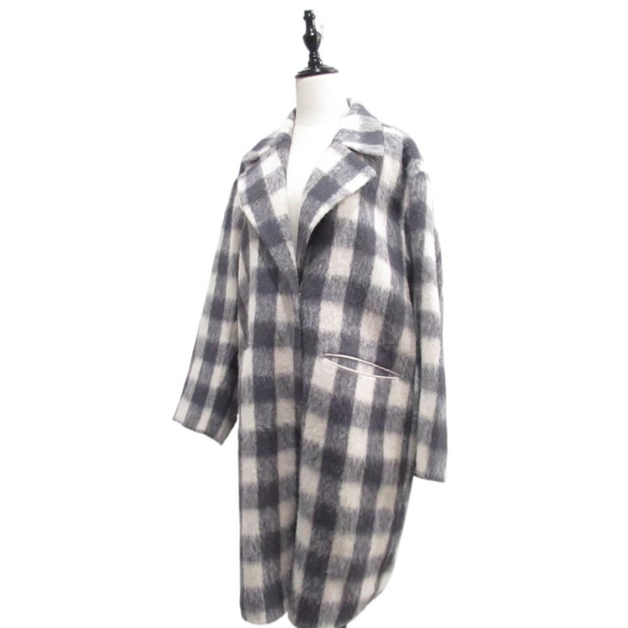 Drawer ケヌキシャギーチェックコート DRAWER 新品同様 Drawer ドゥロワー ケヌキ シャギー チェック柄