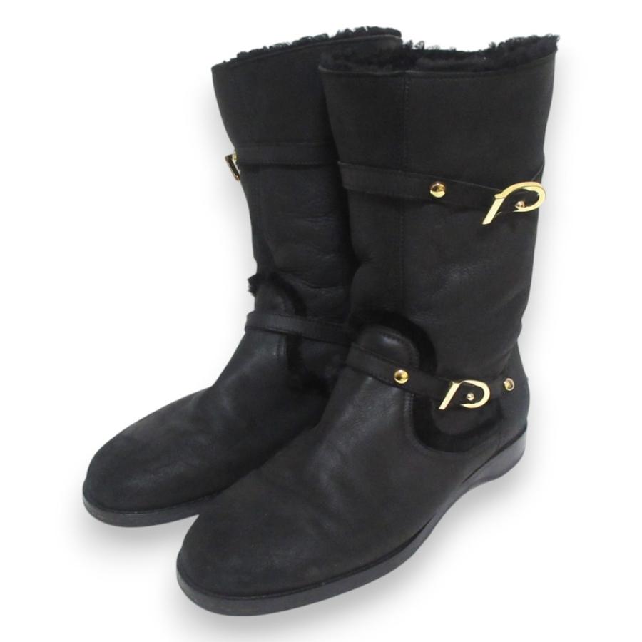 JIMMY CHOO（ジミーチュウ） 美品 レザー ムートンブーツ 37 約