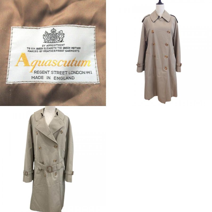 美品✨アクアスキュータムベージュ ダブルブレスト トレンチコート小さいサイズ Aquascutum（アクアスキュータム） 美品 ヴィンテージ 一枚袖 ダブル