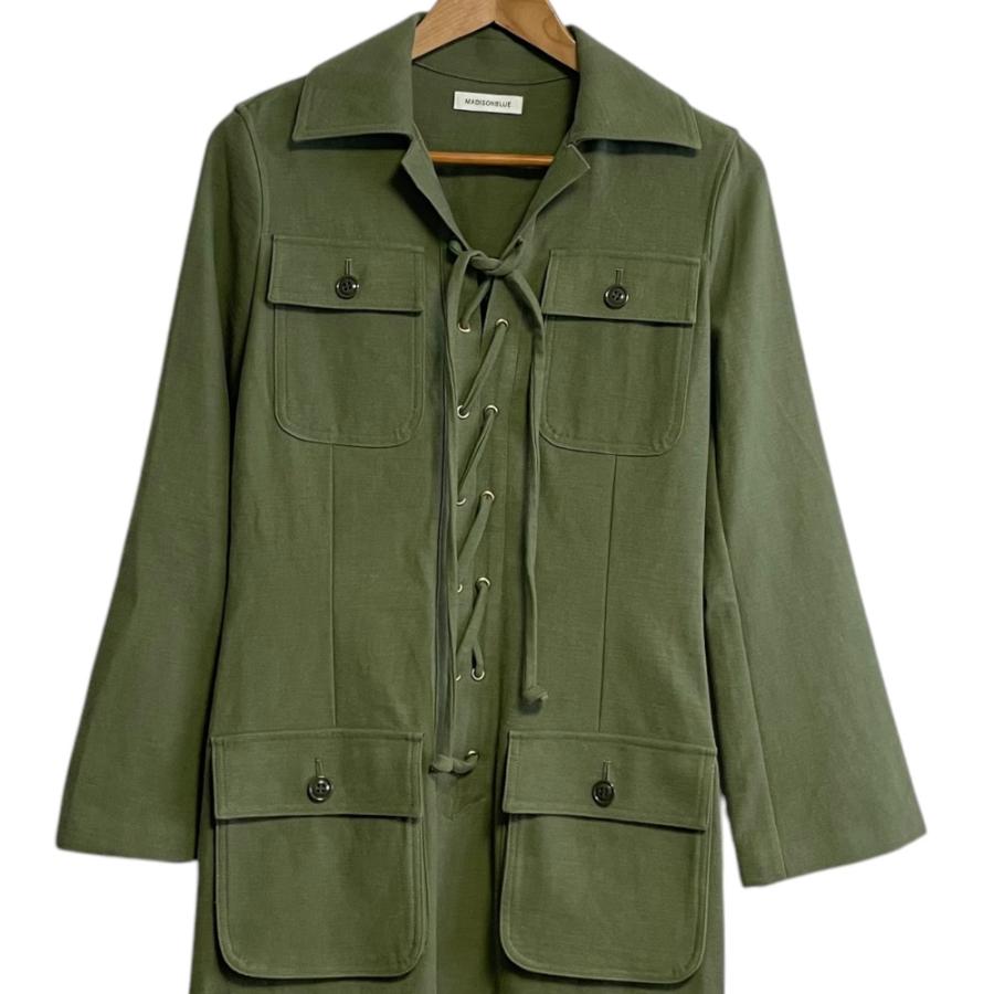 【美品】  MADISON BLUE / マディソンブルー | コットン フロント レースアップ プルオーバー ミリタリー シャツ | 02(M) | カーキ | レディース MADISONBLUE - 【美品】 MADISON BLUE / マディソンブルー | コットン