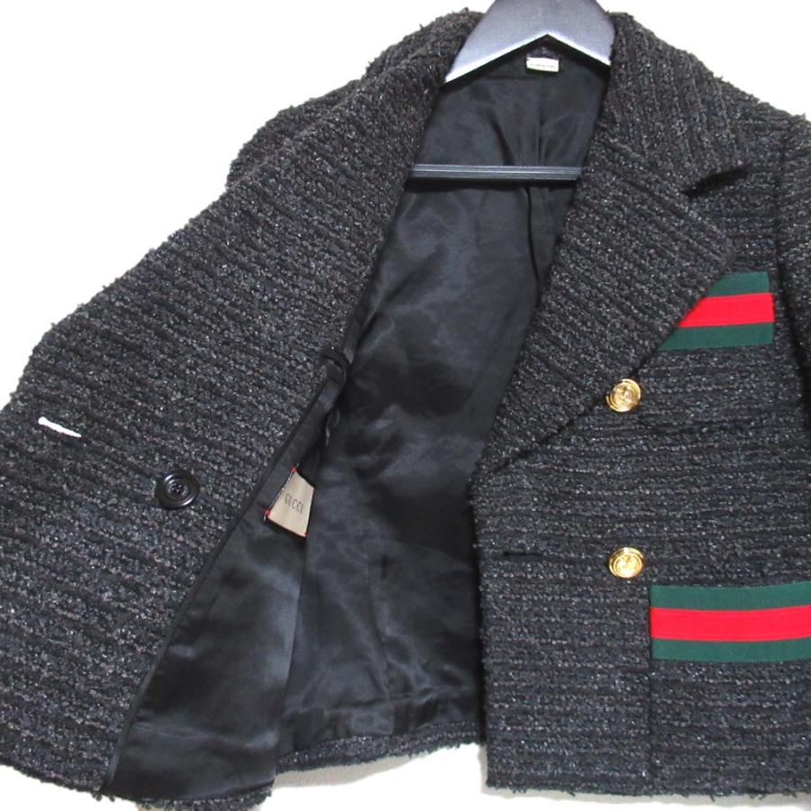 美品 グッチ　テーラードジャケット　金ボタン　ブラック　38 GUCCI（グッチ） 美品 シェリーライン GG金ボタン ダブルブレスト