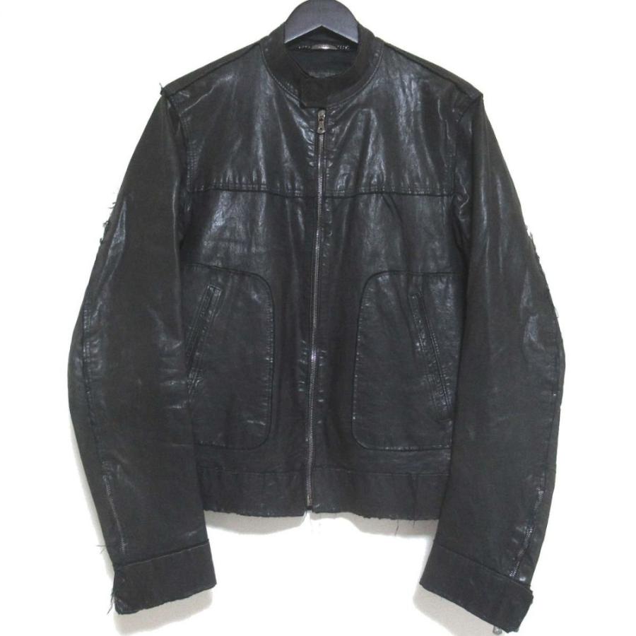dolce＆gabbana ラムレザー　シングルライダースジャケット　革ジャン DOLCE&GABBANA（ドルチェ & ガッバーナ） 美品 カットオフデザイン