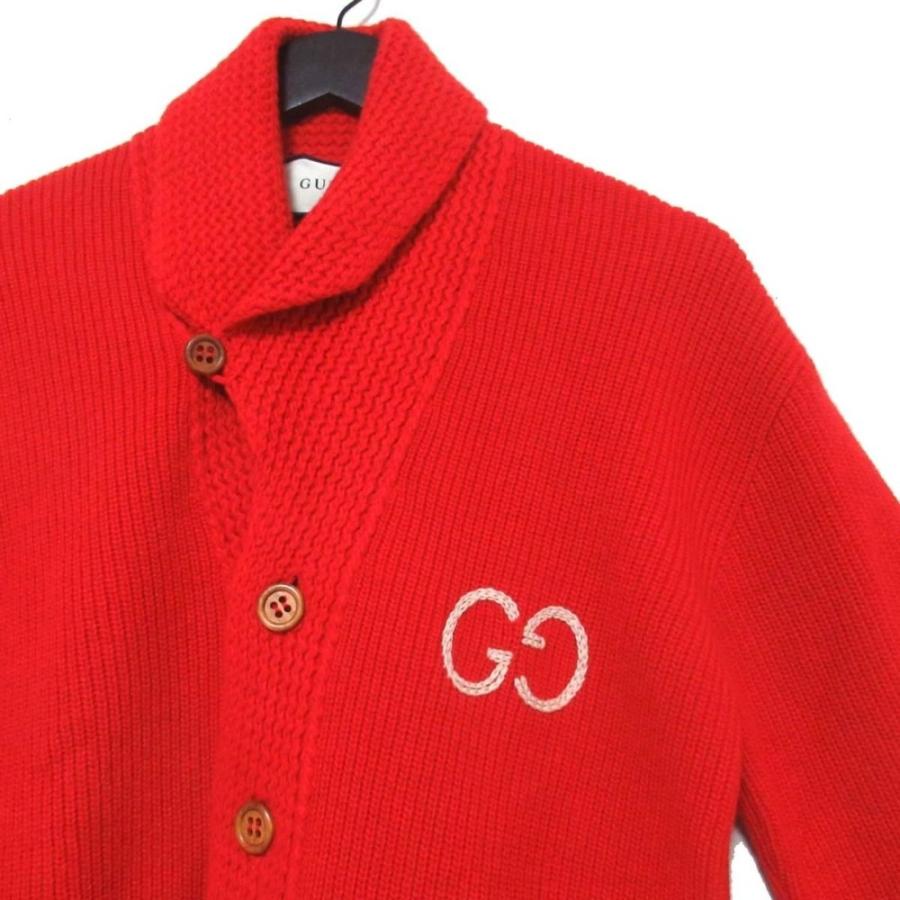 GUCCI（グッチ） 美品 GGロゴ刺繍 ショールカラー 長袖 ニット 