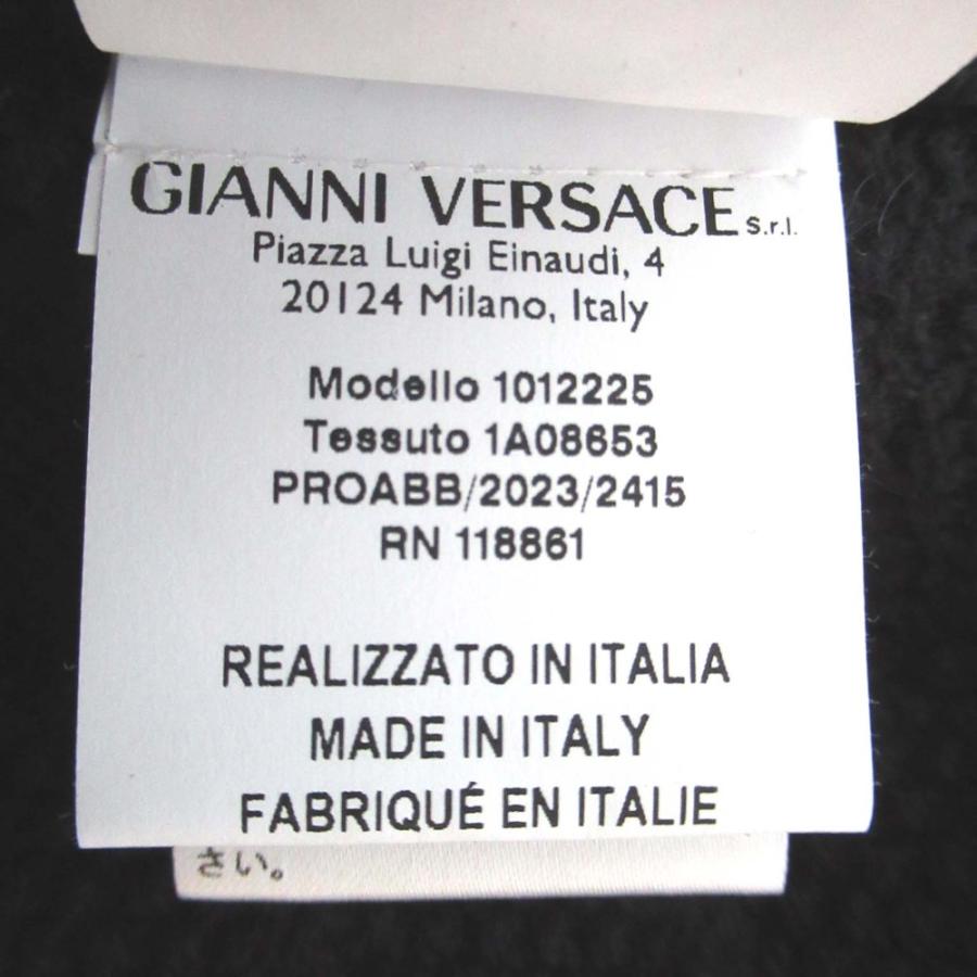 美品 VERSACE ヴェルサーチ 2023年製 ロングスリーブ 長袖 ロゴジャガード クルーネック ニット セーター 48サイズ 175/88A ブラック メンズ 古着 中古_6