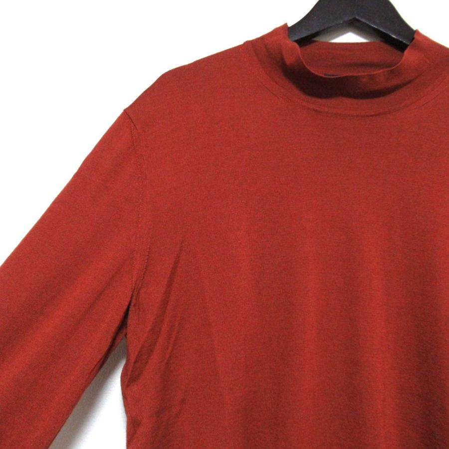 美品 ZEGNA ゼニア CASHSETA カシミヤ シルク ロングスリーブ 長袖 ハイネック ニットカットソー セーター 52サイズ テラコッタ メンズ 古着 中古_2