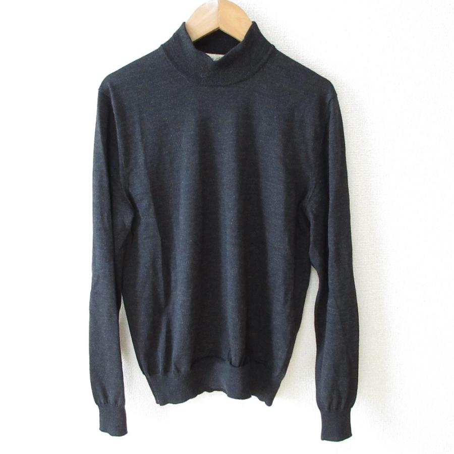 美品 s.moritz サンモリッツ ハイネック ニット プルオーバー カットソー セーター 46 ネイビー メンズ 古着 中古 USED 美品 s.moritz サンモリッツ ハイネック ニット プルオーバー
